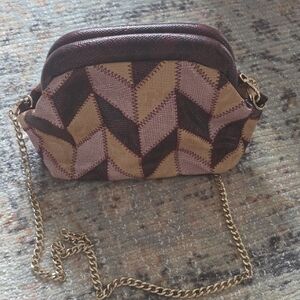 Anthropologie Chevron Patterned Chain Shoulder Bag